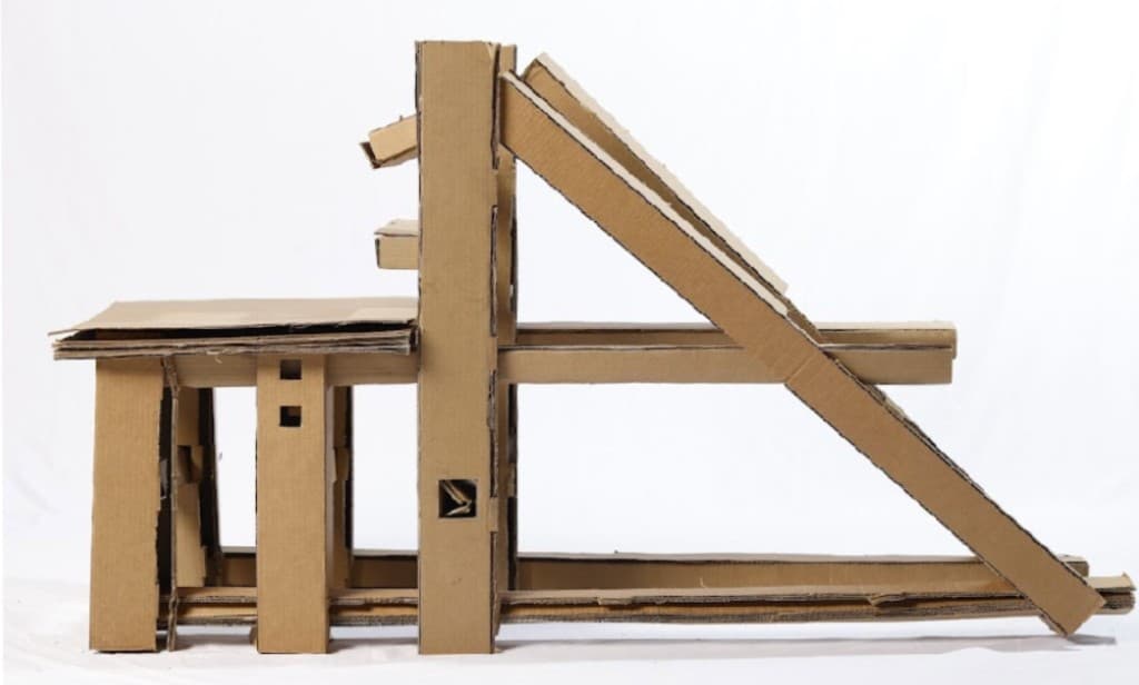 Interlock cardboard chair prototype photograph